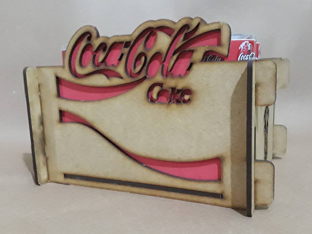 Caixote em MDF cor Natural sem Alça com 6 copos Coca-Cola 200ml - Imagem 10
